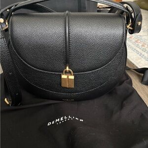 BRAND NEW NEVER WORN DeMellier Black Crossbody Bag with Gold Lock